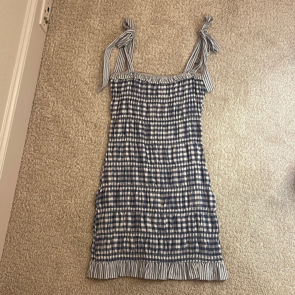 Blue and white dress